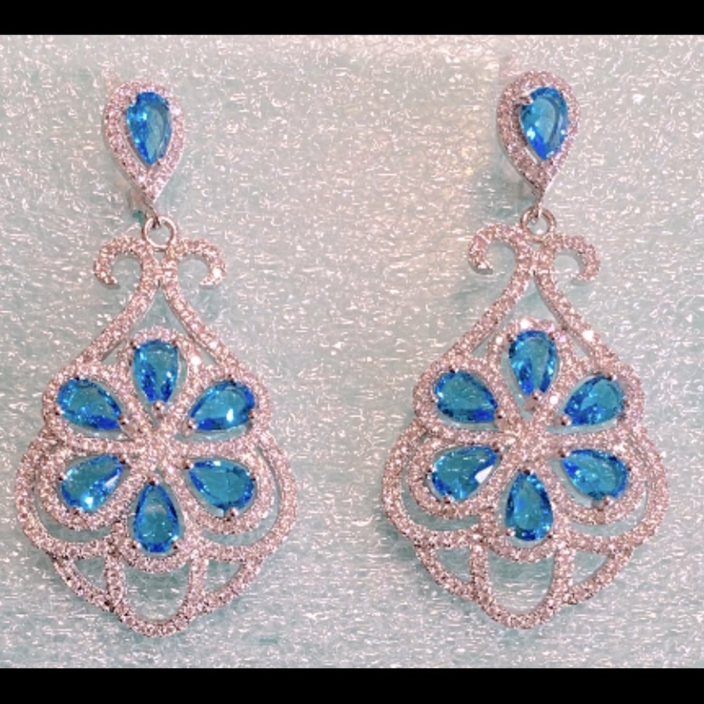 Luxury Swiss Blue Topaz Earrings